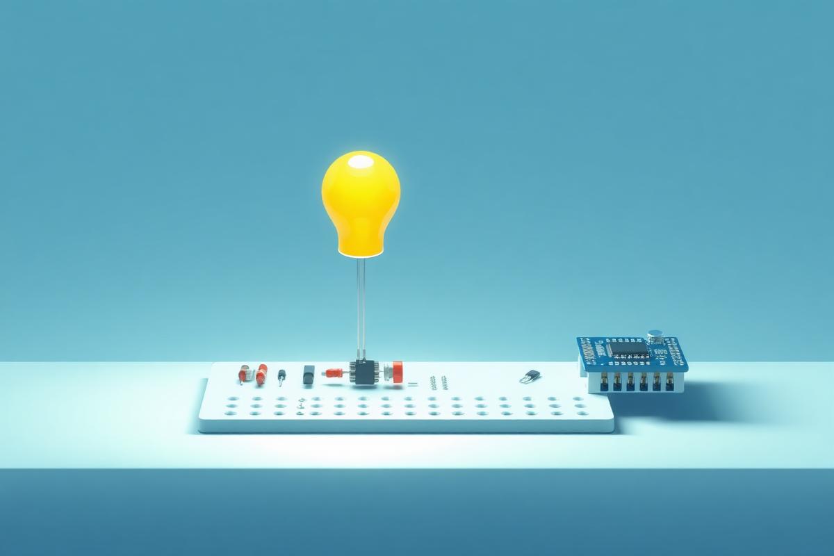 A circuit on a breadboard